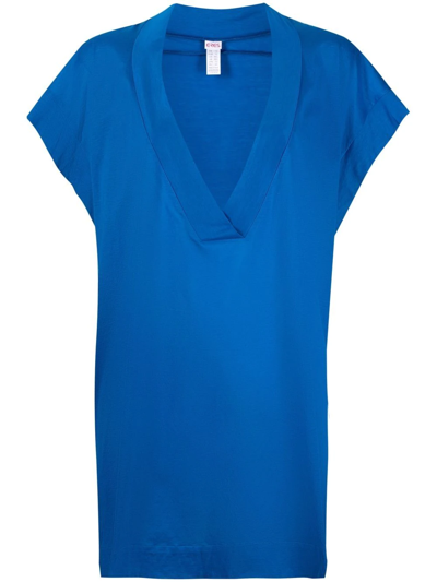 Eres Reneé V-neck Cotton Mini Dress In Blue