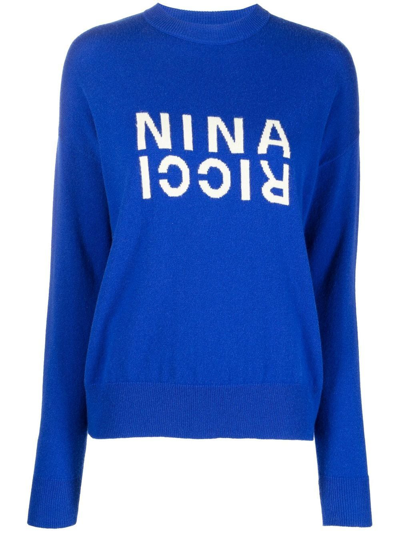 Nina Ricci Intarsia Cashmere Jumper In Blue
