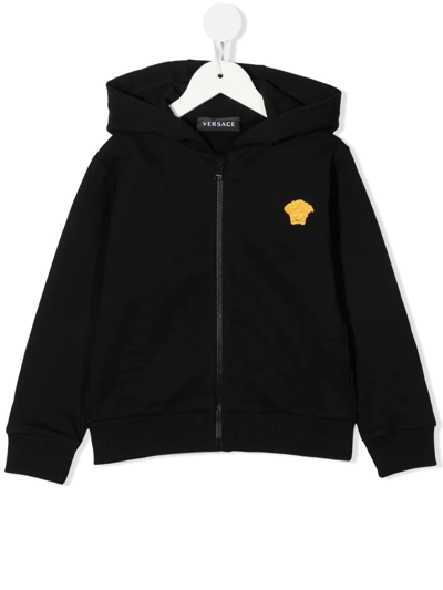 Versace Kids' Medusa-head Zip Hood In Black
