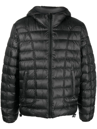 Diesel W-stone Hooded Techno Fabric Down Jacket In Black
