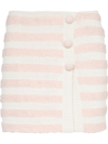 Balmain Button-embellished Striped Knitted Mini Skirt In White