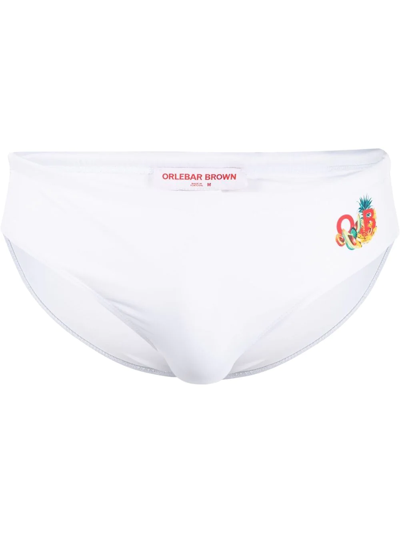 Orlebar Brown Dachshund Club Tropicana Swim Briefs In White