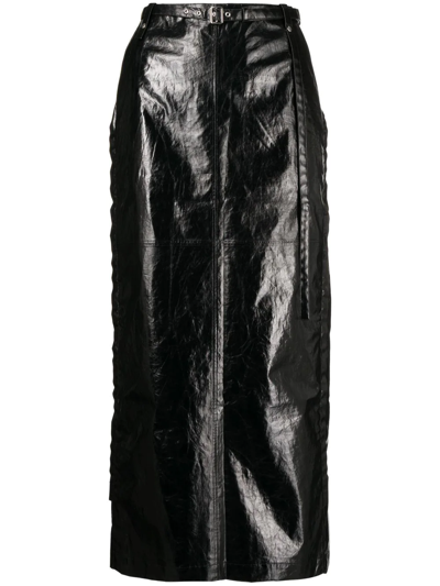 Muller Of Yoshiokubo Cracked-effect Straight Skirt In Black