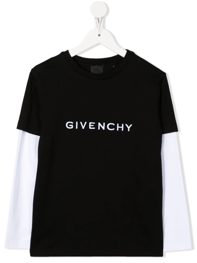 Givenchy Kids Black & White Layered T-shirt In 09b Black