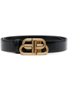 Balenciaga Reversible Crocodile-embossed Leather Belt In Black