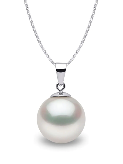 Yoko London 18kt White Gold Classic 11mm South Sea Pearl Pendant Necklace In Silver