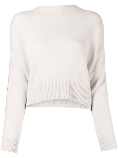 N•peal Side-beaded Cashmere Jumper In White