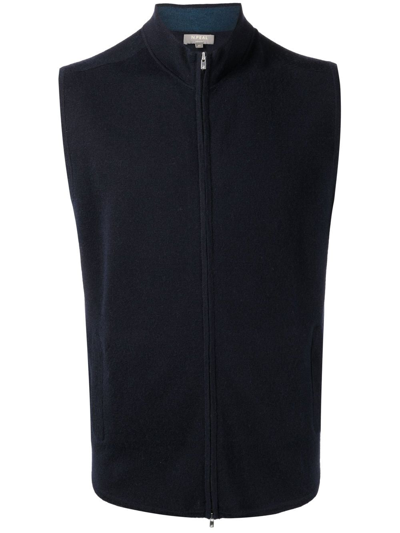 N•peal Cashmere Zip-up Gilet In Blue