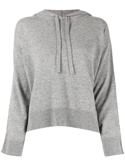 N•peal Drawstring Hooded Jumper In Grey