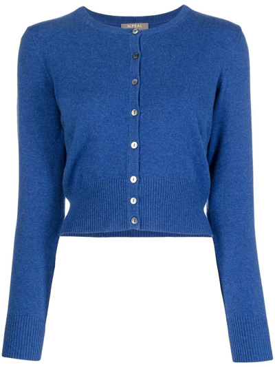 N.peal Crew-neck Cashmere Cardigan In Blue