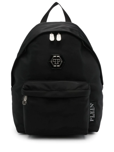 Philipp Plein Logo Nylon Backpack In Black