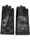 PHILIPP PLEIN CROCODILE-EFFECT LEATHER GLOVES