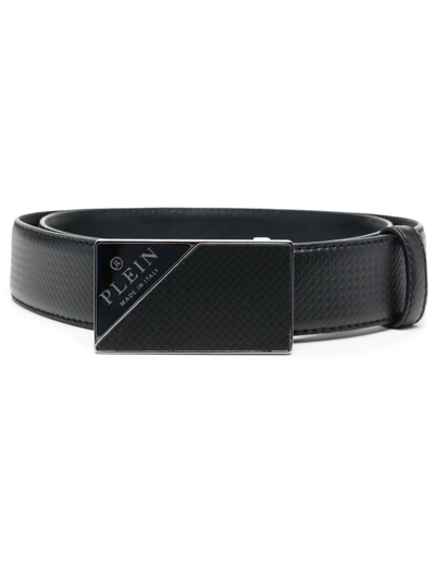 Philipp Plein Logo-buckle Leather Belt In Schwarz