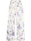 Off-white Palazzo Pants With Floral Print In Green