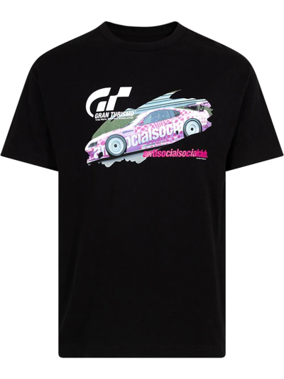 Anti Social Social Club X Gran Turismo Gt500 Graphic-print T-shirt "members Only" In Black