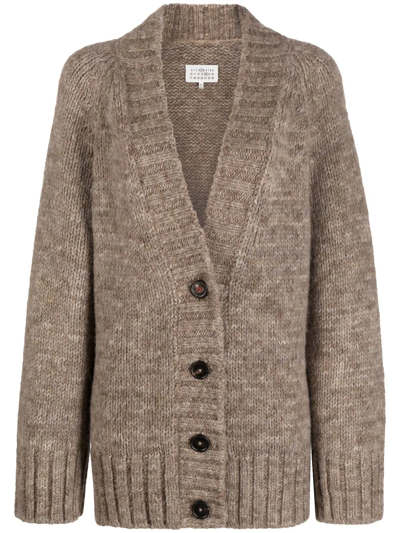 Maison Margiela Button-fastening Knitted Cardigan In Nude & Neutrals