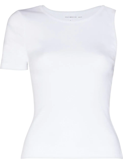 Good American White Asymmetrical Cotton T-shirt