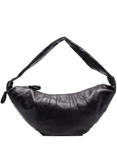 Lemaire Croissant Zip-up Leather Shoulder Bag In Schwarz