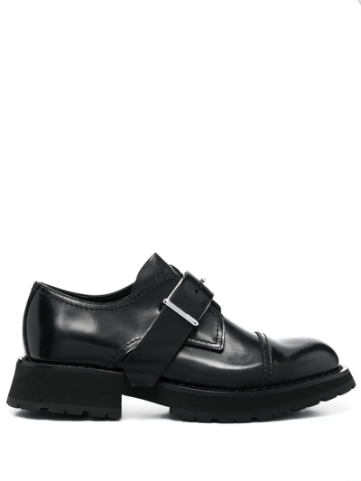 Alexander Mcqueen Buckle-fastened Round-toe Monk Shoes In Black