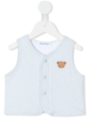 Familiar Embroidered Teddy-bear Detail Vest In Blue