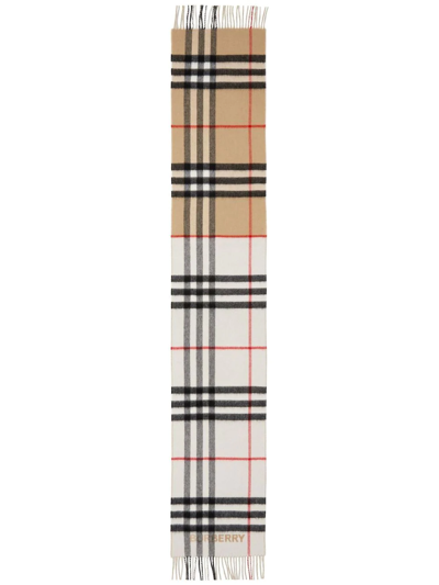Burberry Contrast-check Cashmere Scarf In Neutrals