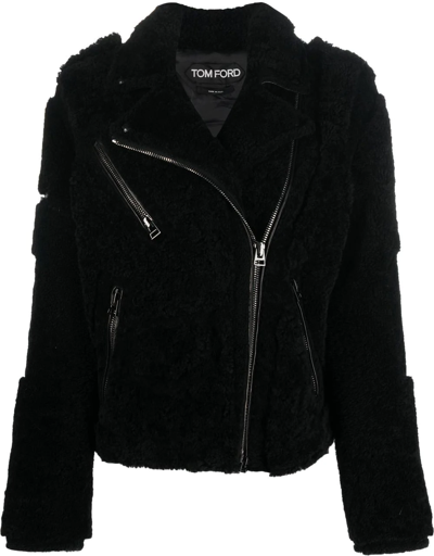 Tom Ford Shearling Zipped Jacket In Black