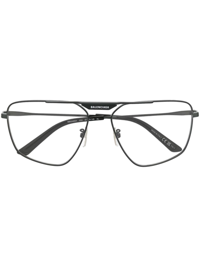 Balenciaga Logo-print Square-frame Glasses In Schwarz
