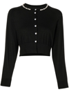 Simone Rocha Bead-embellished Wool Crop Cardigan In Schwarz