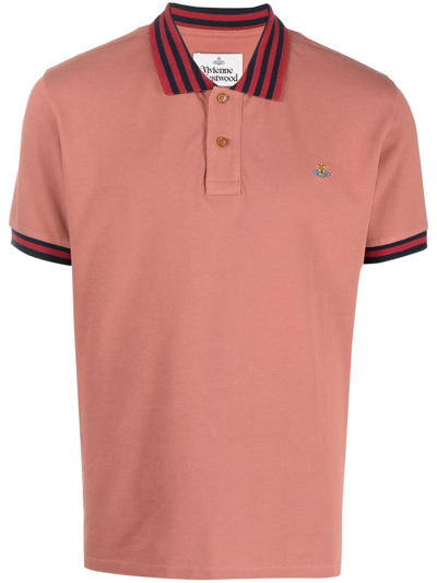 Vivienne Westwood Logo Embroidered Polo Shirt In Pink