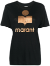 Isabel Marant Étoile Koldi Metallic Logo-print T-shirt In Black