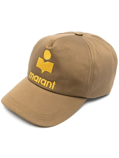 Isabel Marant Logo Embroidered Curved Peak Baseball Cap In Brown