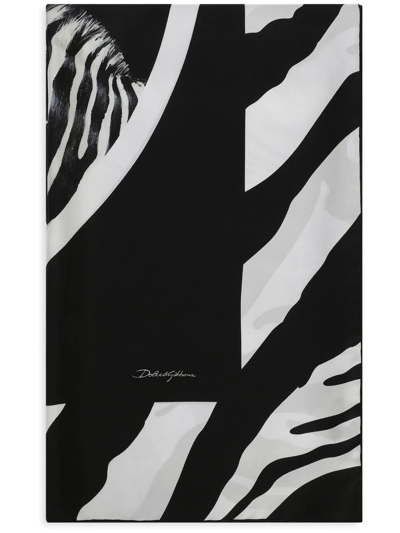 Dolce & Gabbana Zebra Print Silk Square Scarf In Multicolor