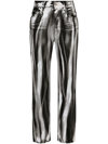 Dolce & Gabbana Stripe-print Cropped Boyfriend Jeans In Black