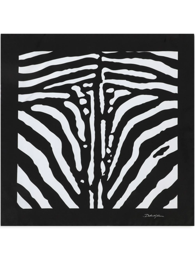 Dolce & Gabbana Zebra-print Silk Foulard In Nero