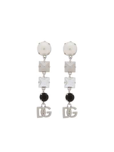 Dolce & Gabbana Logo Pendant Earrings In Silber