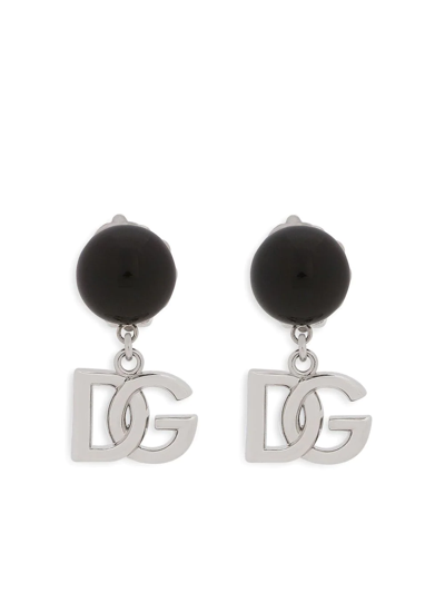 Dolce & Gabbana Dg Logo Clip-on Earrings In Black