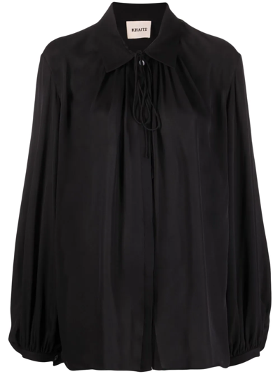 Khaite Frances Silk Georgette Button-up Shirt In Black