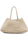 Dragon Diffusion Woven Leather Shoulder Bag In Neutrals