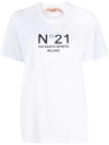 N°21 Logo-print Short-sleeve T-shirt In Bianco Ottico