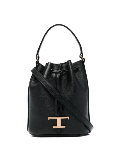 Tod's Micro Leather Bucket Bag In Black
