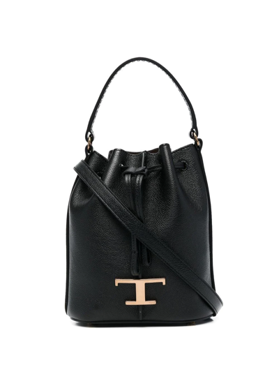 TOD'S LOGO-CHARM LEATHER BUCKET BAG