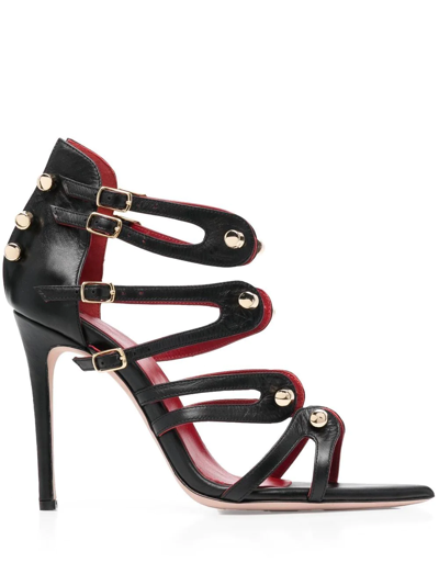 Hardot 100mm Bar-detail Strappy Sandals In Black