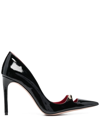 HARDOT 110MM BAR-DETAIL PATENT LEATHER PUMPS