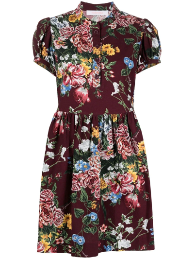 See By Chloé Floral-print Cotton Dress In Rot