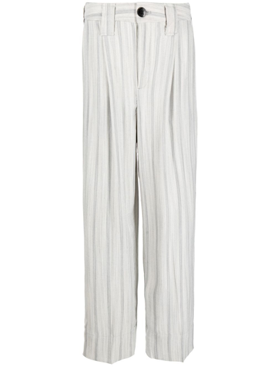 Ganni Striped Suiting Trousers In Grau