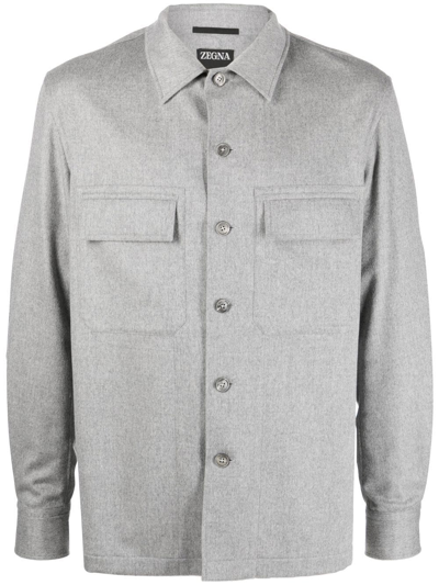 Ermenegildo Zegna Long-sleeve Cashmere Shirt In Marrone