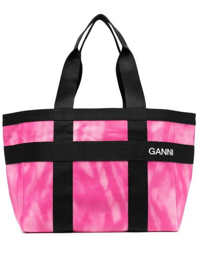 Ganni Pattern Coated Canvas Shopper Tote Bag In Dreamy Daze