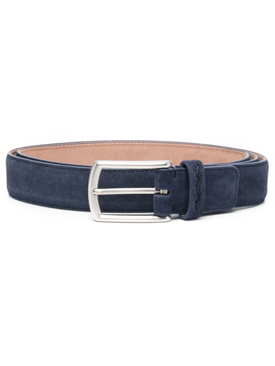Z Zegna Buckle-fastening Leather Belt In Blau