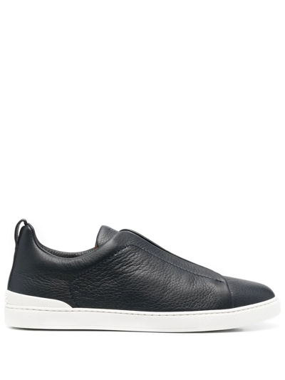 Z Zegna Slip-on Leather Trainers In Black