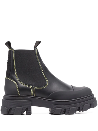 Ganni Chunky Chelsea Boots In Schwarz